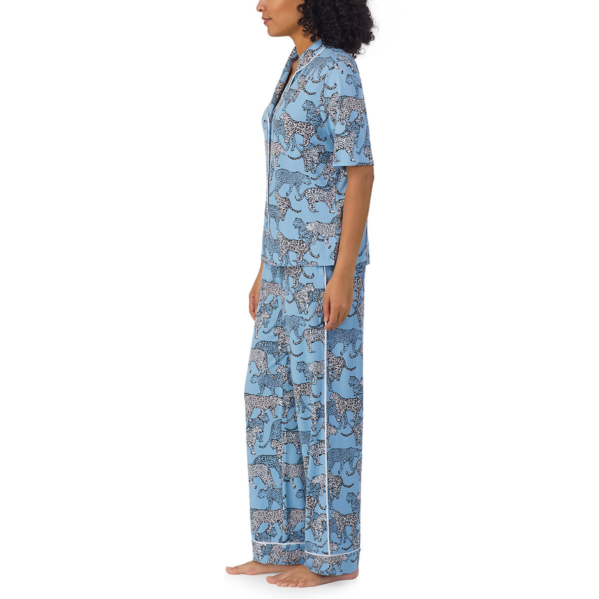 Room Service Notch Collar 2 Piece PJ Set in Blue