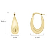 14ct Yellow Gold Teardrop Hoop Earrings