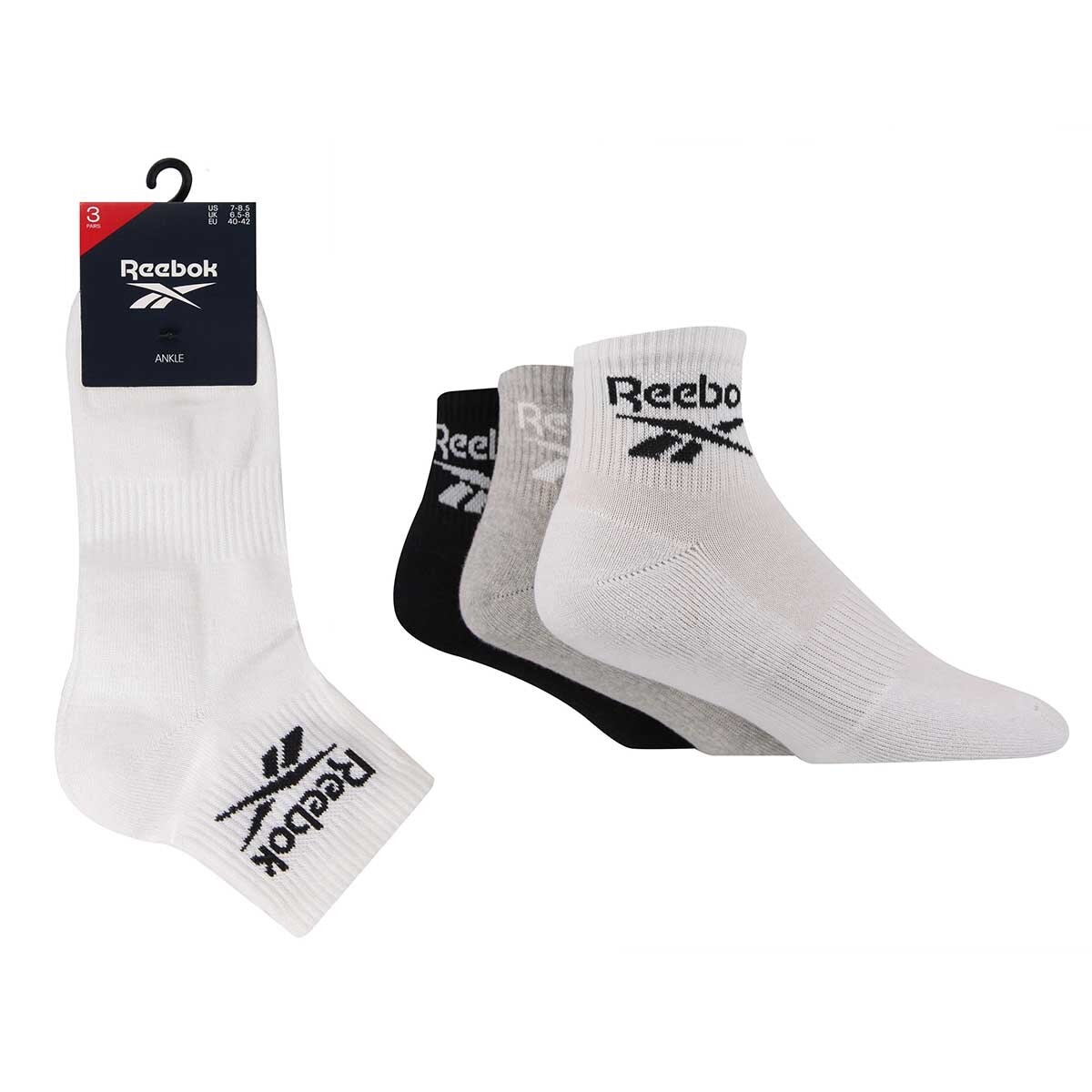 Reebok Unisex Core Ankle Socks 6 Pack in Grey