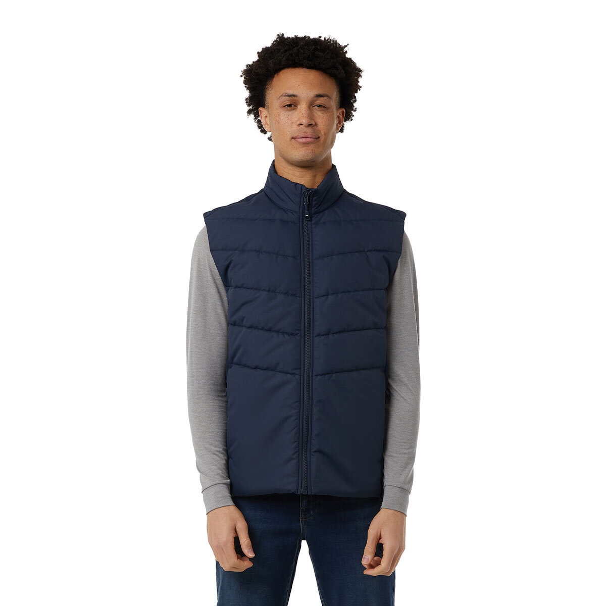 32 Degrees Mens Mixed Media Vest in Navy