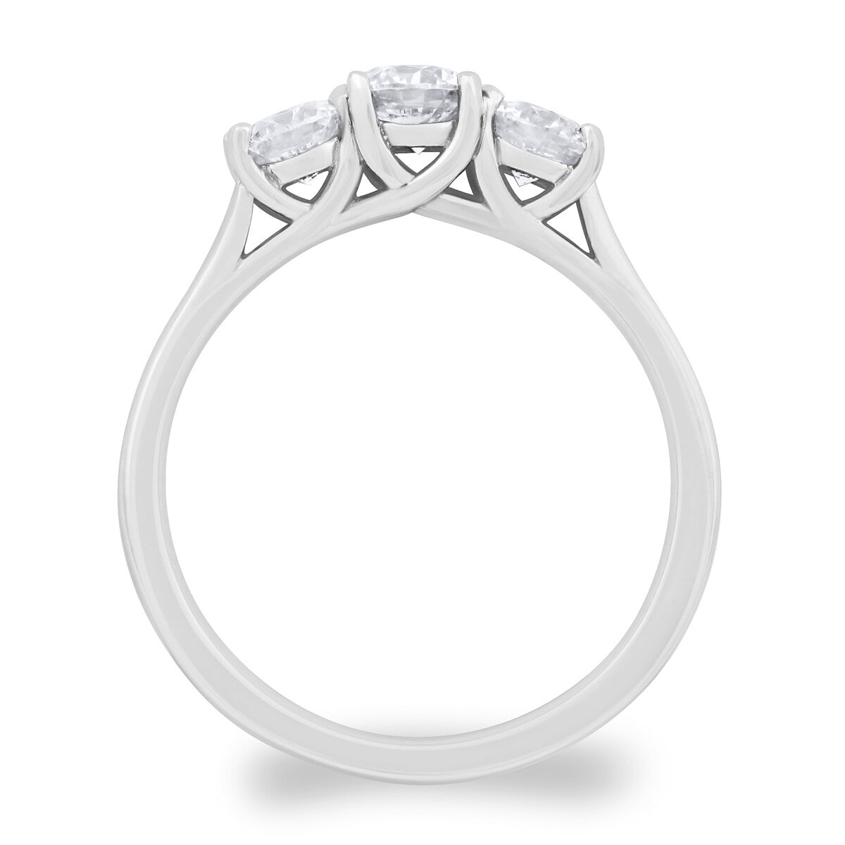 1.00ctw Round Brilliant Cut Diamond 3 Stone Ring, 18ct White Gold