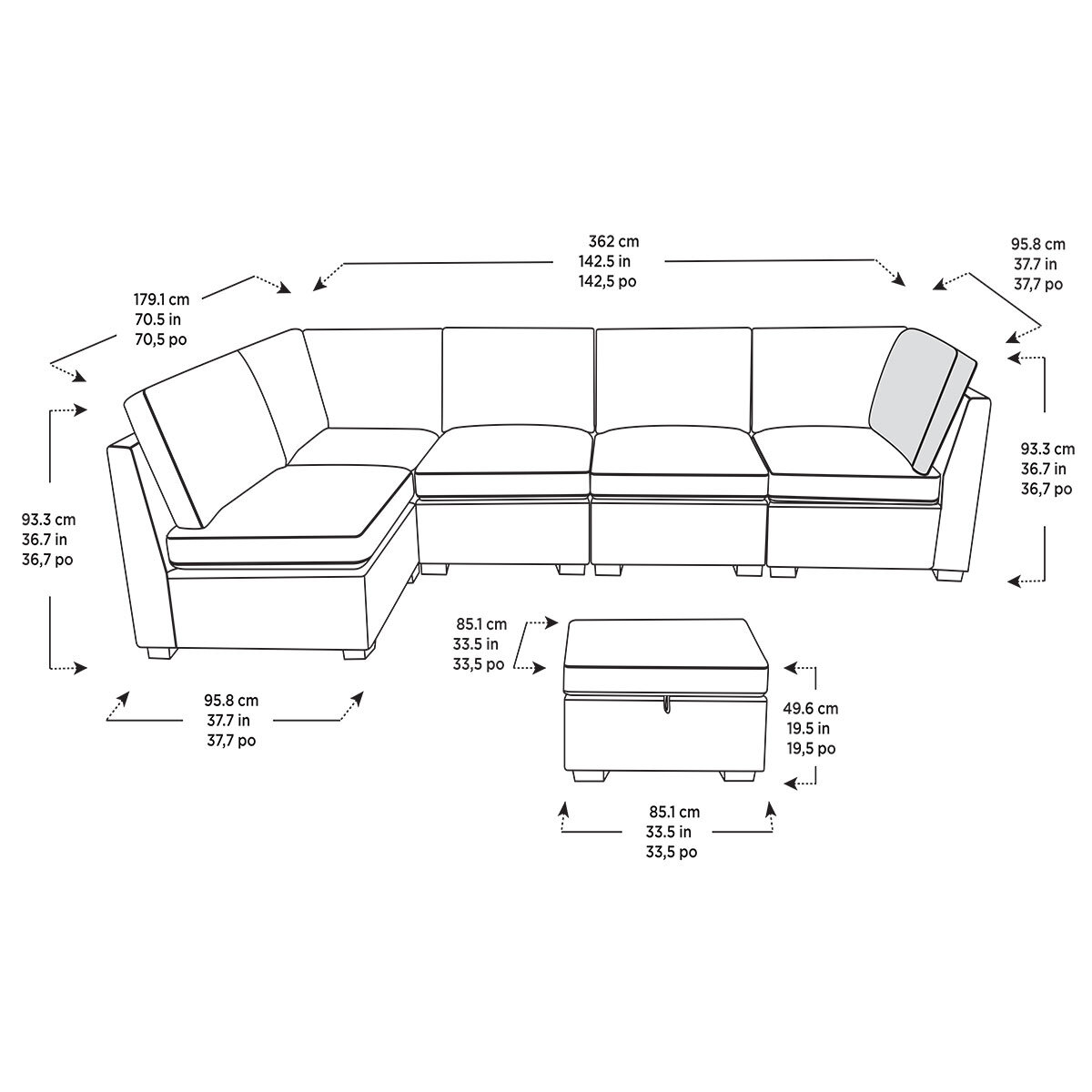 Thomasville Rockford Modular Corner Sofa with Power Footrests