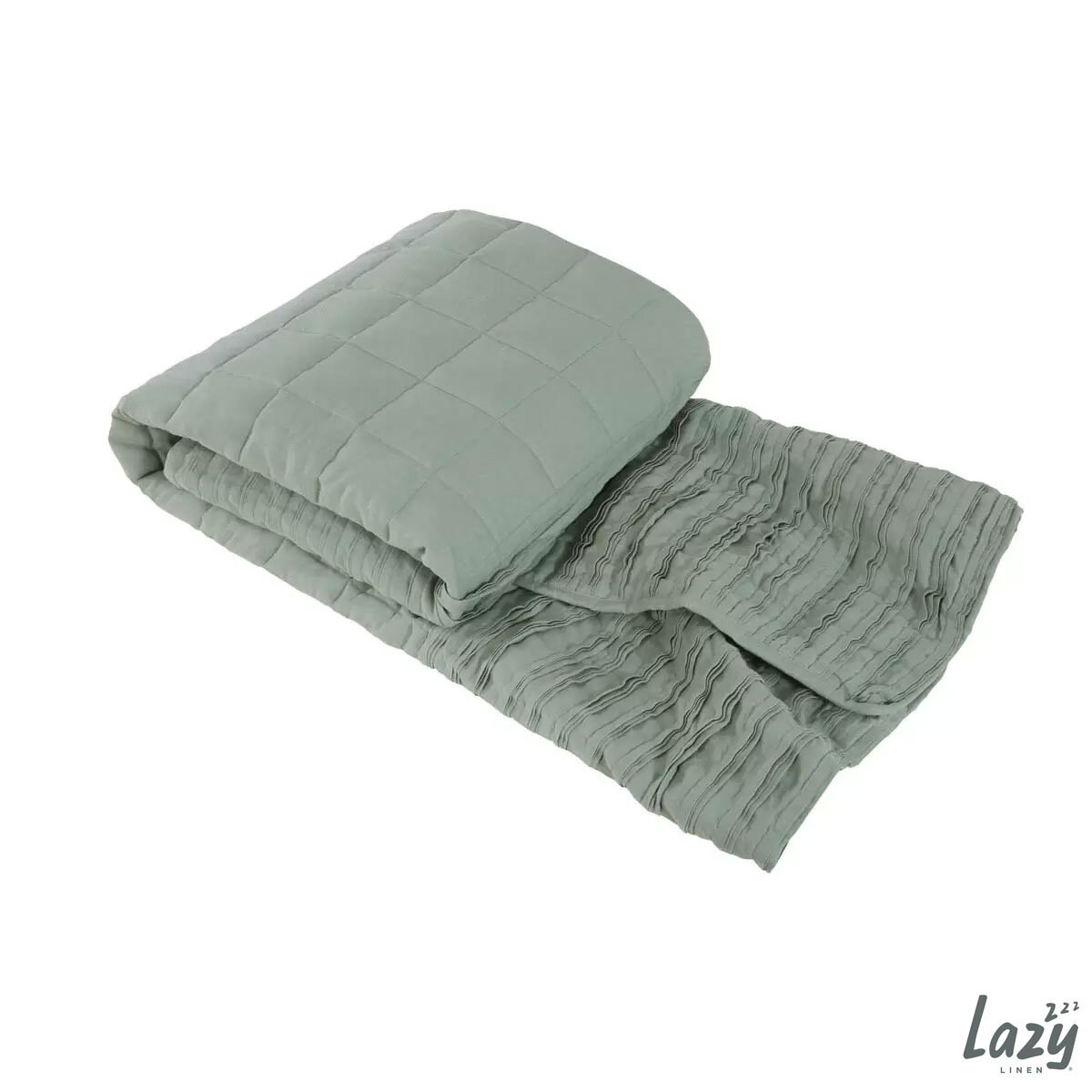 Lazy Linen 100% Washed Linen Throw in Sage Green 