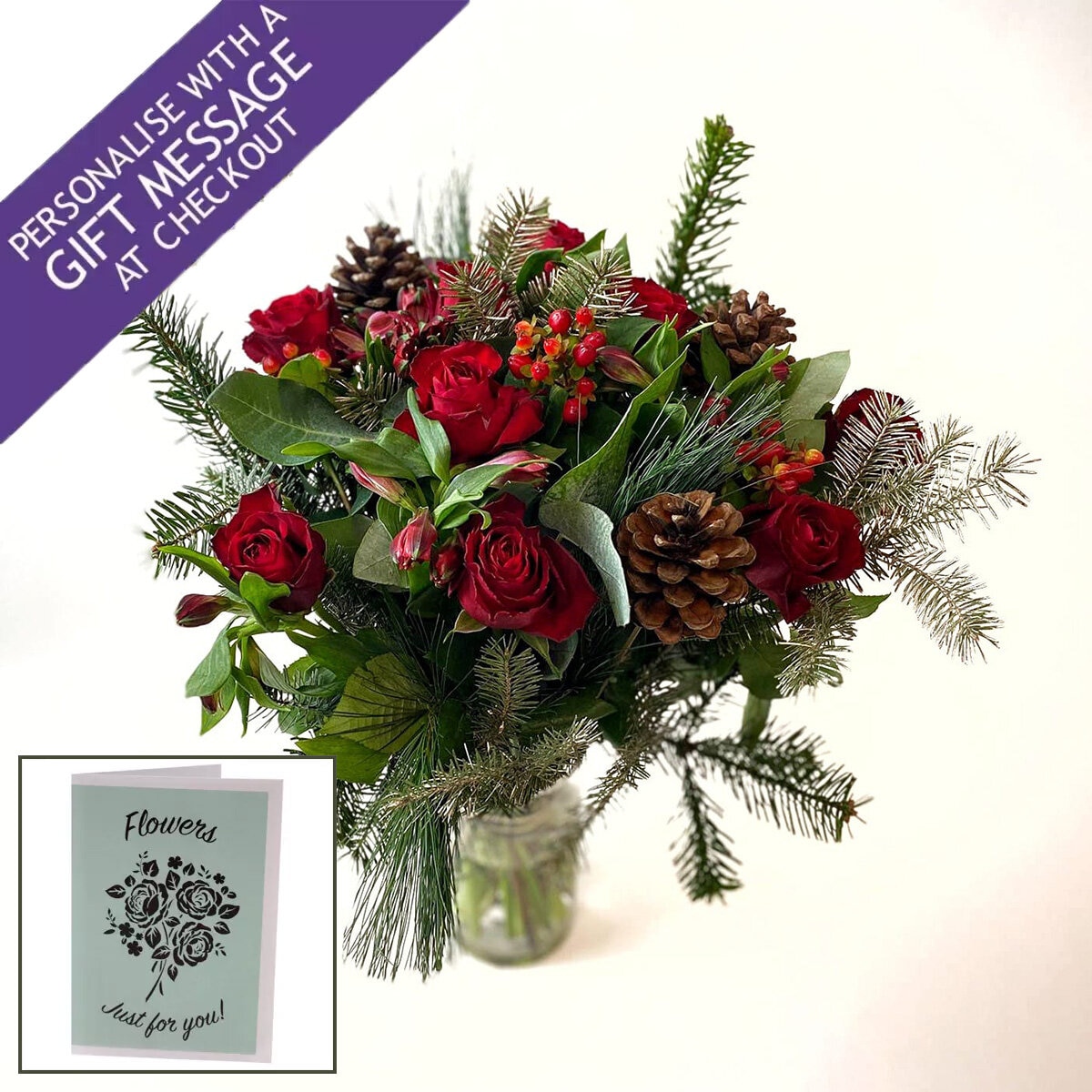 86876 - Seasonal Hand Tied Bouquet with Gift Card.