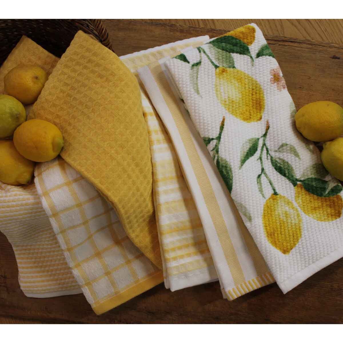 Caro Home 100% Cotton Kitchen Towels 8 Pack in Yellow