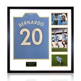 Bernardo Silva MCFC 24/25 Signed Framed Shirt, including 3 Photos