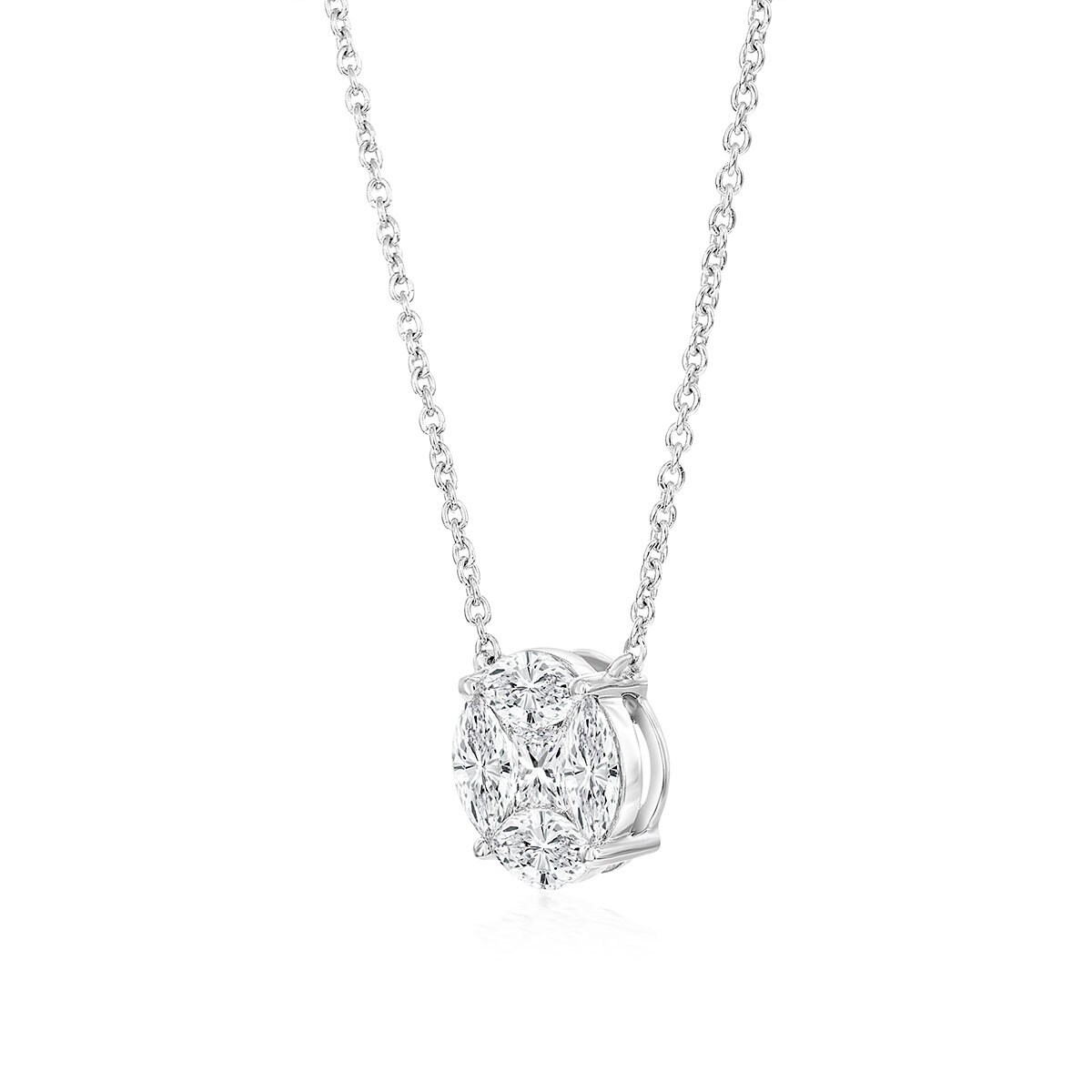 1.00ctw Marquise & Princess Cut Diamond Pendant, 18ct White Gold