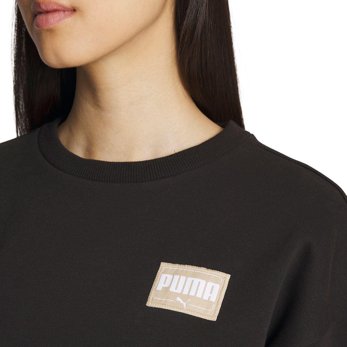 Puma Ladies Patched Up Crewneck in Taupe