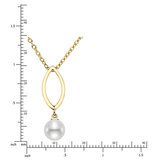 7-7.5mm Freshwater Pearl Marquise Drop Pendant, 18ct Yellow Gold