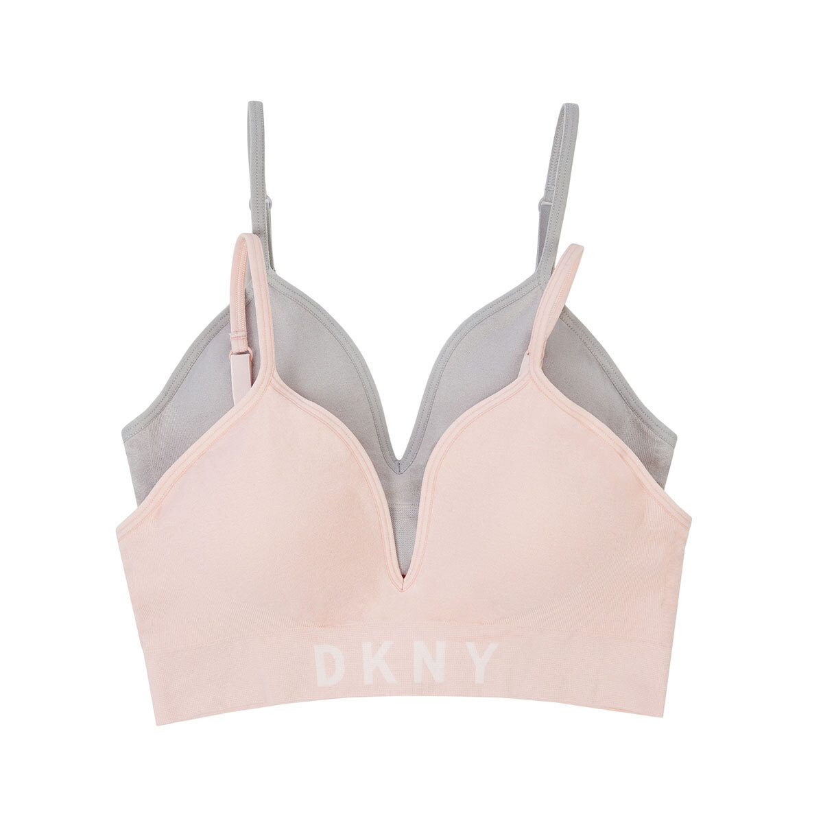 DKNY Women's Seamless Bralette, 2 Pack in Pink/Grey | Costco UK
