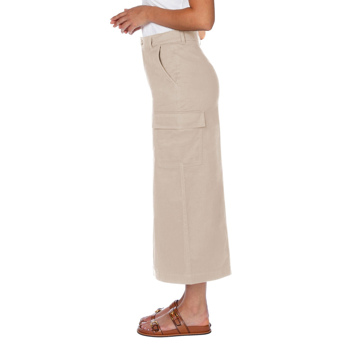 Wellworn Ladies Cargo Maxi Skirt in Sand