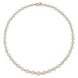 5-9m Cultured Freshwater White Pearl & Gold Bead Graduated Necklace, 14ct White Gold