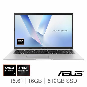 ASUS Vivobook, AMD Ryzen 7, 16GB RAM, 512GB SSD, 15.6 Inch Laptop, M1502NAQ-BQ050W ASUS Vivobook, AMD Ryzen 7, 16GB RAM, 512GB SSD, 15.6 Inch Laptop, M1502NAQ-BQ050W