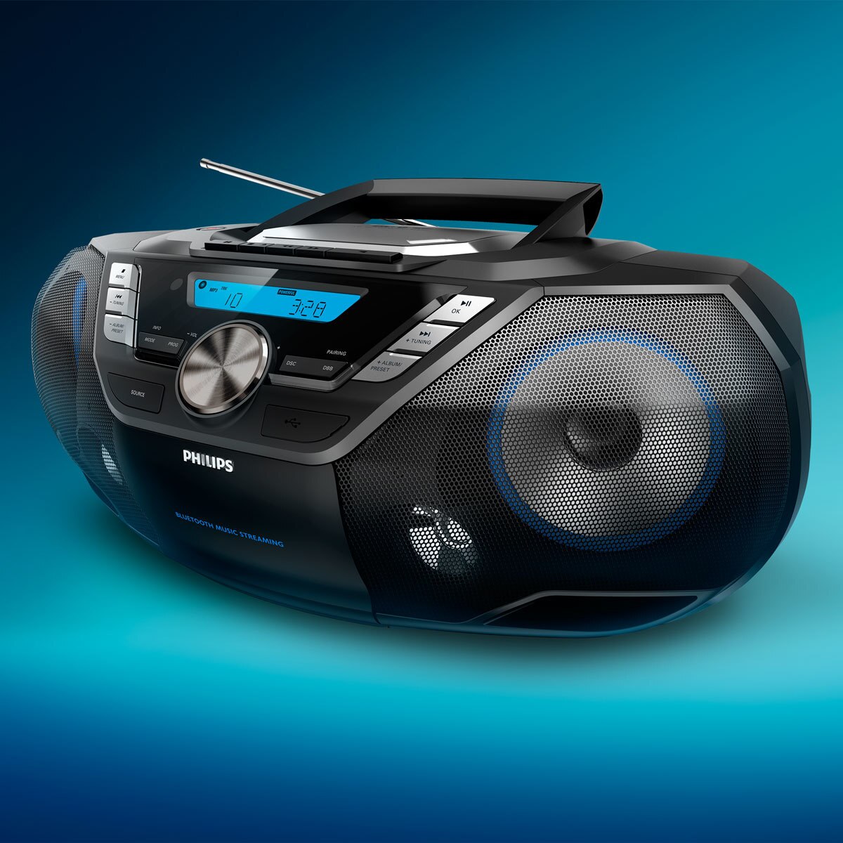 Philips Cd Soundmachine Boombox 12w Portable Speaker With Dab Bluetooth Cd And Cassette 4333