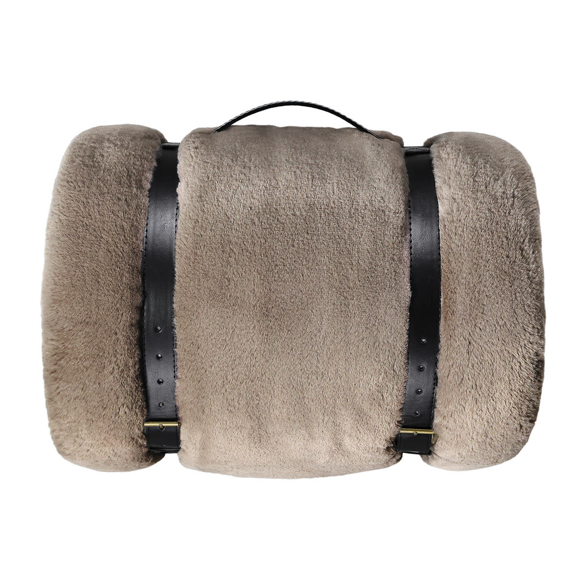 Mon Chateau Foldover Faux Fur Throw in Taupe, 152 x 177 cm