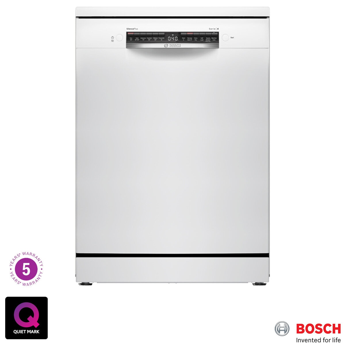 Bosch SMS4EMW06G Series 4 Freestanding 14 Place Setting Dishwasher, B Rated in White