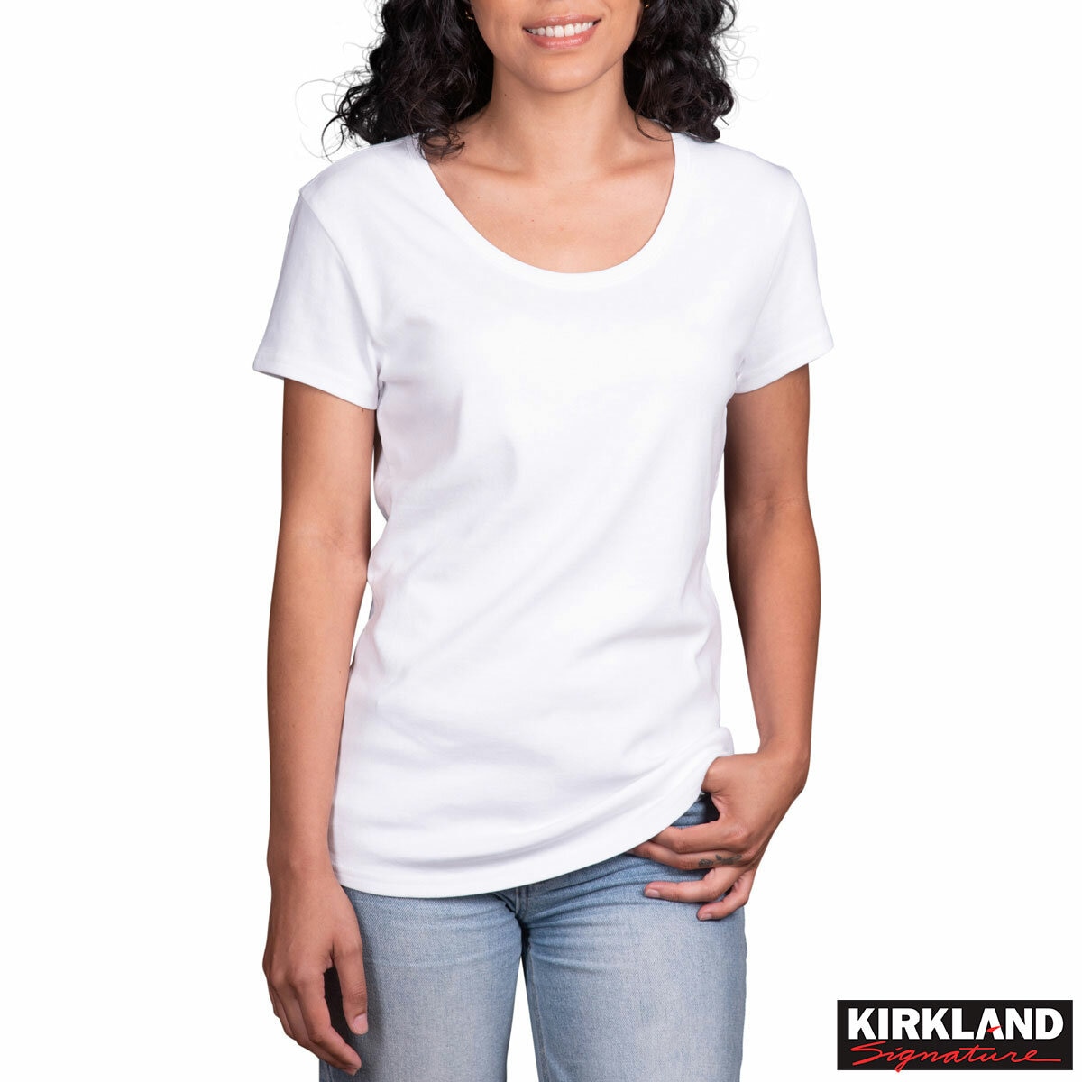 Kirkland Signature Ladies Scoop Neck Pima Tee in White Kirkland Signature Ladies Scoop Neck Pima Tee in White