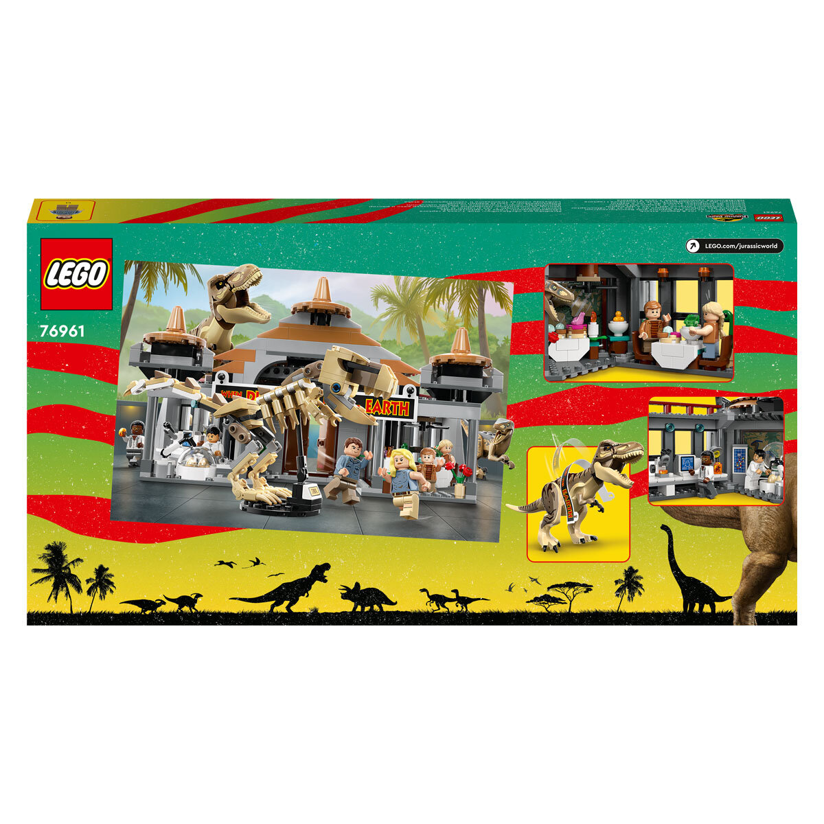 Buy LEGO Jurassic Park Visitor Centre: T. rex & Raptor Attack Back of Box Image at Costco.co.uk