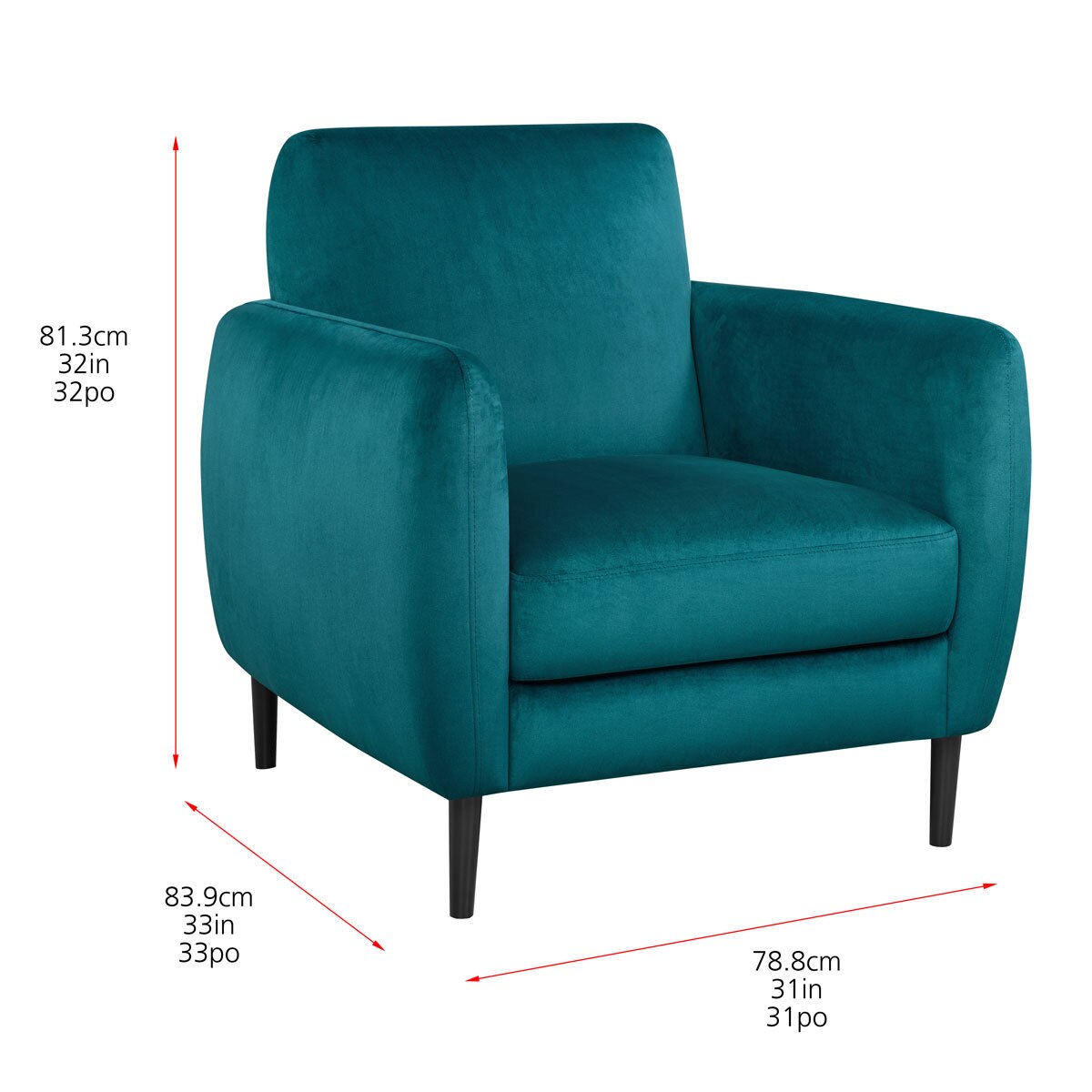 large teal armchair