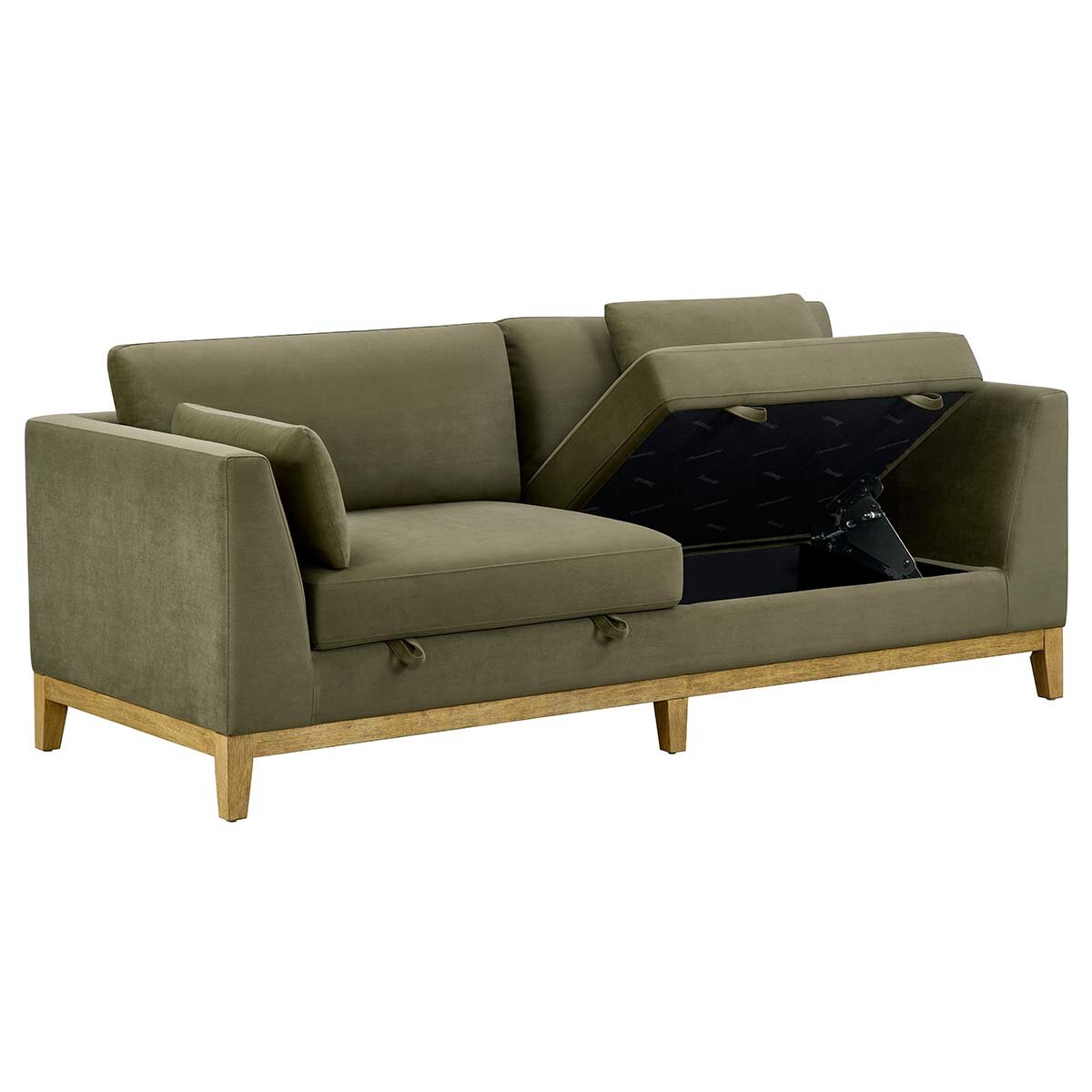 Thomasville Mokena Green Fabric 2 Seater Sofa with Storage Seats