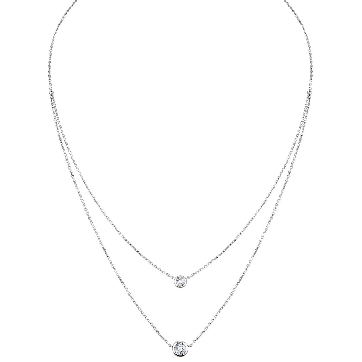 0.33ctw Round Brilliant Cut Diamond Double Layer Pendant, 18ct White Gold