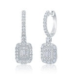 1.50ctw Round Brilliant & Baguette Cut Diamond Earrings, 14ct White Gold