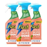 Flash Spray Wipe Done Kitchen Bright Mandarin, 3 x 800ml