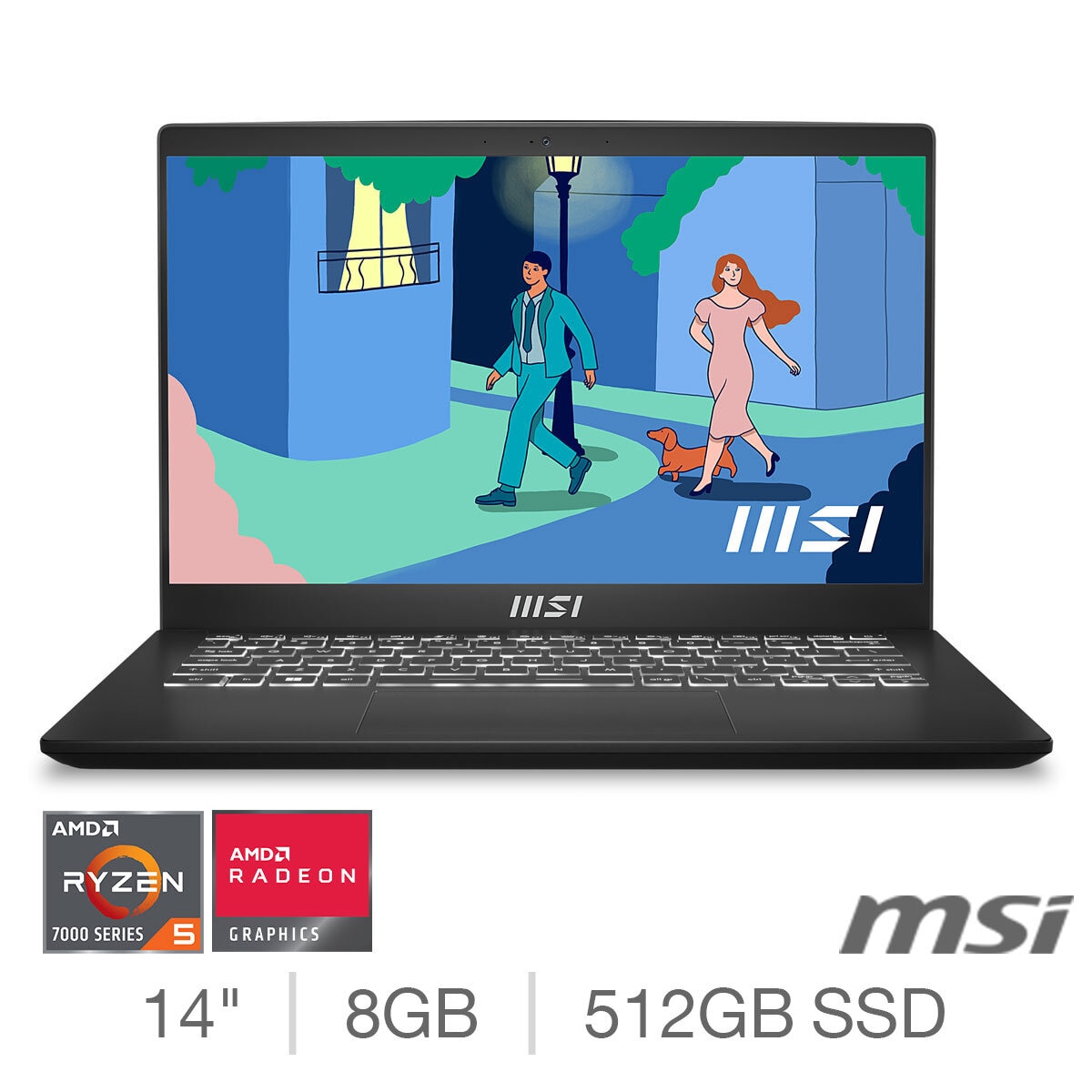 MSI Modern, AMD Ryzen 5, 8GB RAM, 512GB SSD, 14 Inch Laptop, 9S7-14JK12-074