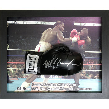 Mike Tyson & Lennox Lewis Double Signed Framed Boxing Glove