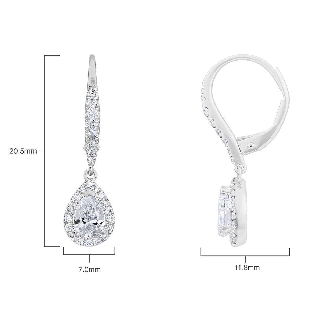 1.14ctw Pear Cut Diamond Halo Earrings, 18ct White Gold