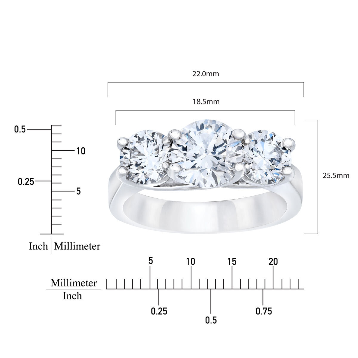 3ctw 3 Stone Ring, Platinum