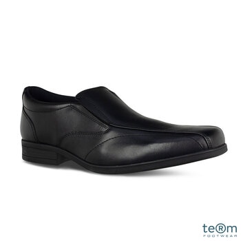 TeⓇm Harvey Boy's Black Leather Sleek Slip on School Shoes