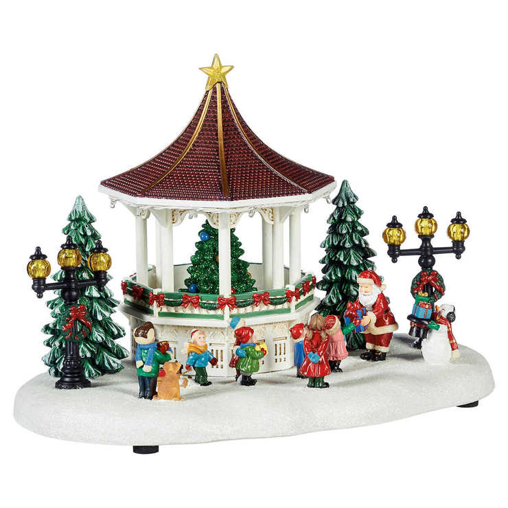 Christmas Village Scene With LED's & Musical Gazebo 30 Pieces Costco UK