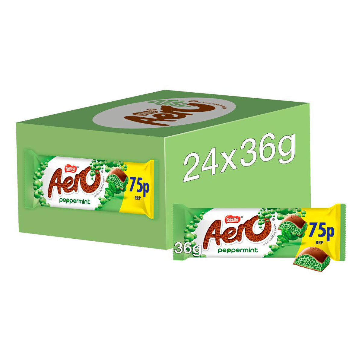Nestle Aero Bubble Peppermint Chocolate Bar PMP, 24 x 36g