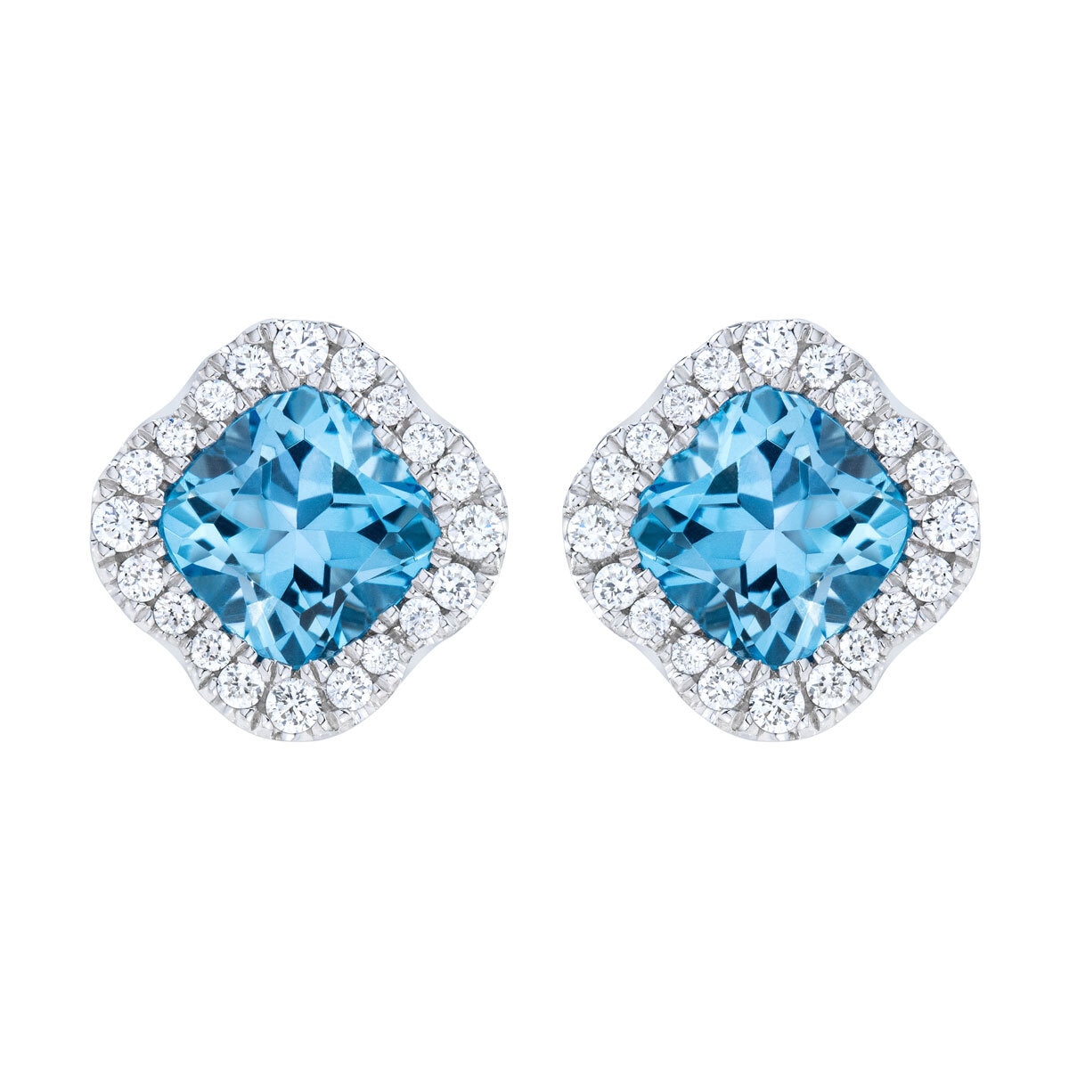 Blue Topaz & 0.27ctw Diamond Earrings, 14ct White Gold