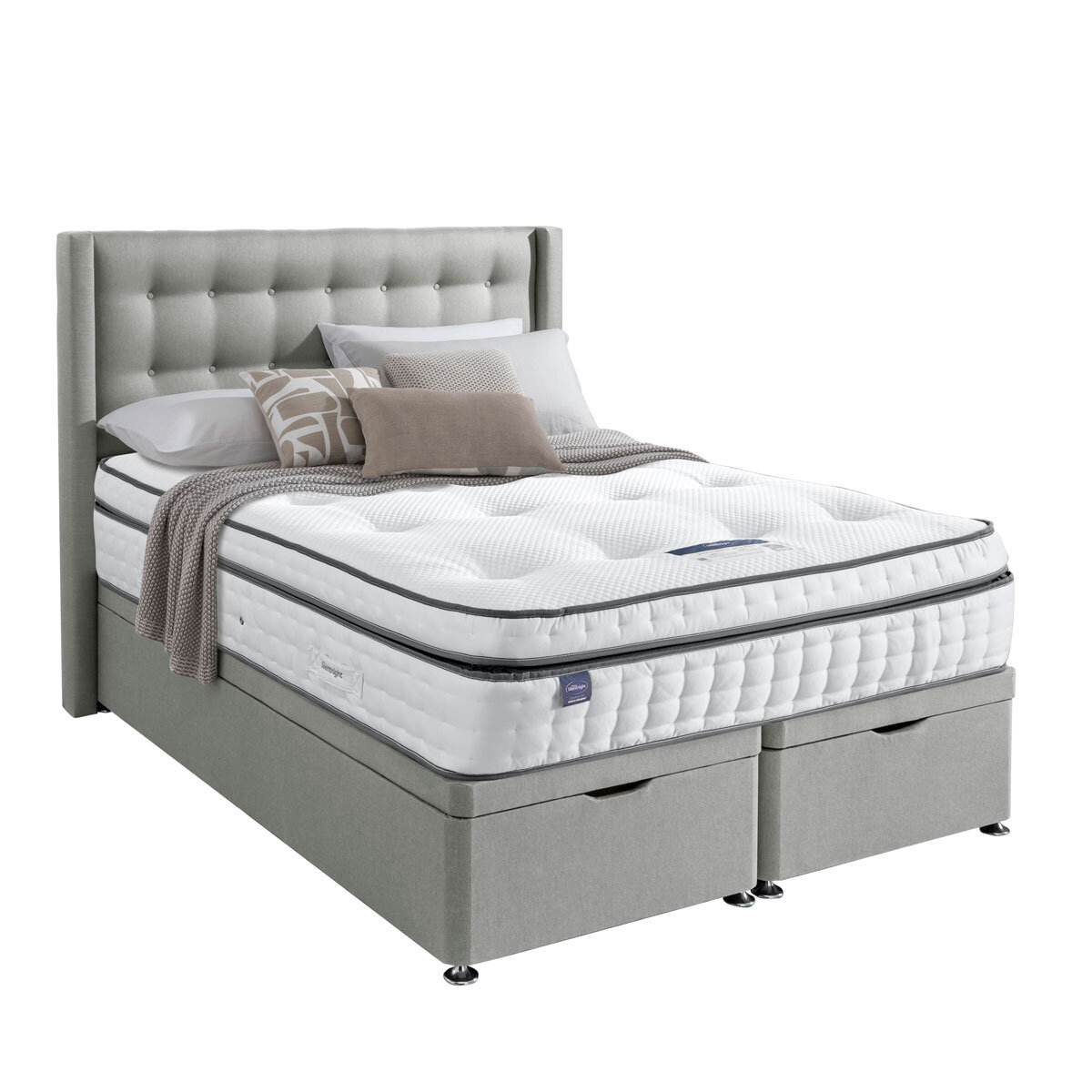 Silentnight Woven Full ottoman divan in dove grey