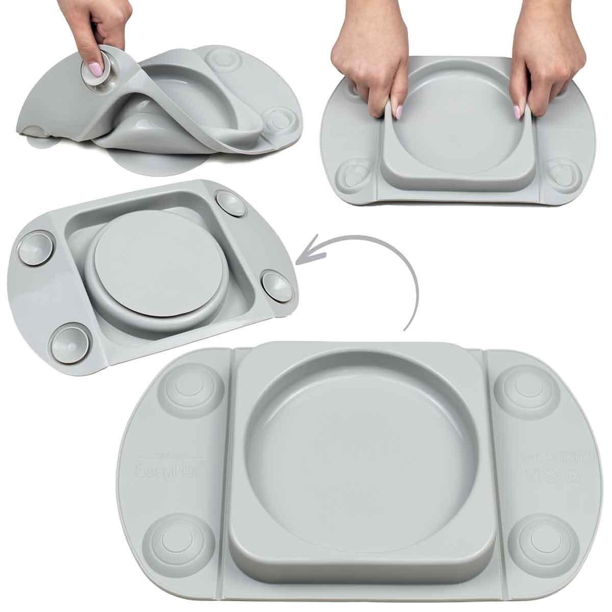 EasyTots EasyMat MiniMax Open Suction Weaning Plate in Grey