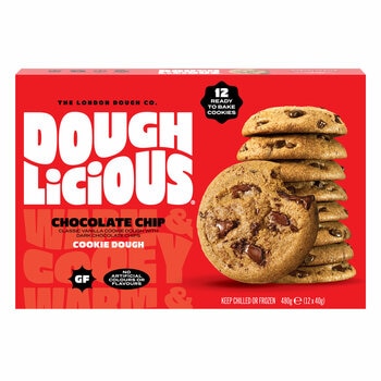 Doughlicious Chocolate Chip Gourmet Cookie Dough, 12 x 40g Doughlicious Chocolate Chip Gourmet Cookie Dough, 12 x 40g