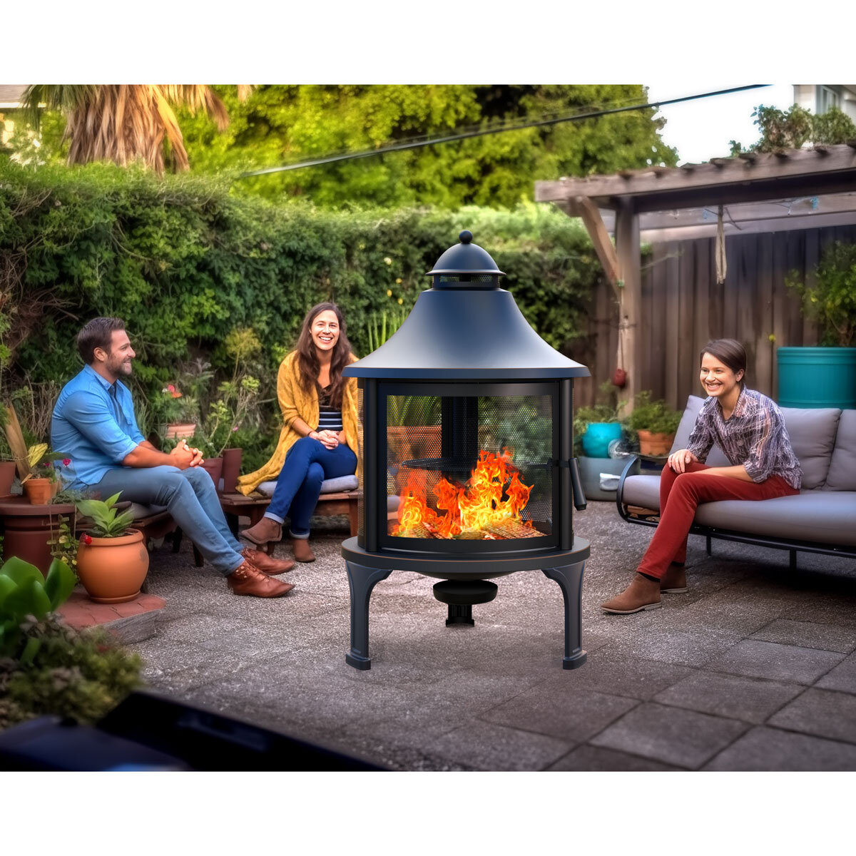 Northwest Sourcing Elevated Round Wood Burning Fire Pit w...