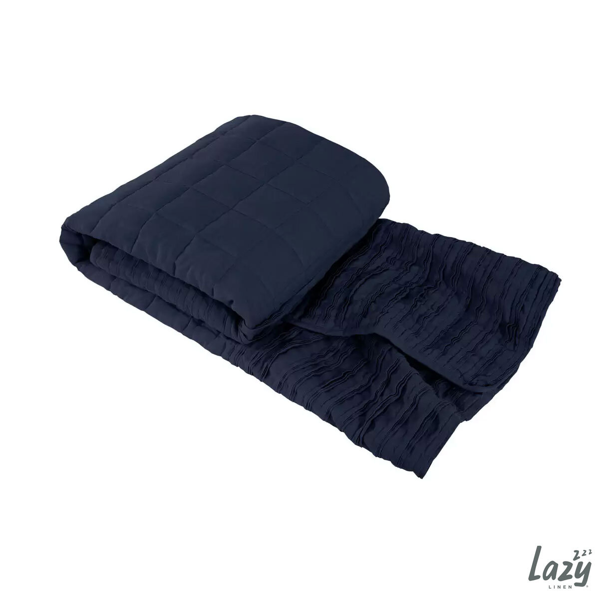Lazy Linen 100% Washed Linen Throw in Navy