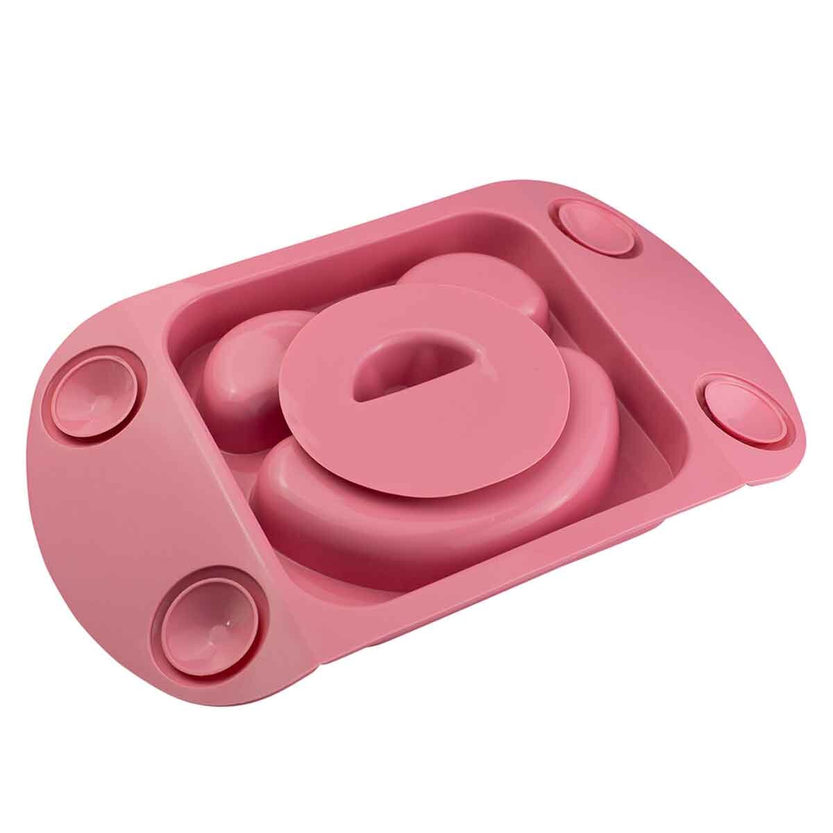 EasyTots EasyMat Mini Divided Suction Weaning Plate in Pink