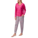 Jane & Bleecker Women's Silky Plush Pyjama Set in Pink