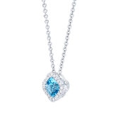 Blue Topaz & 0.13ctw Diamond Pendant, 14ct White Gold