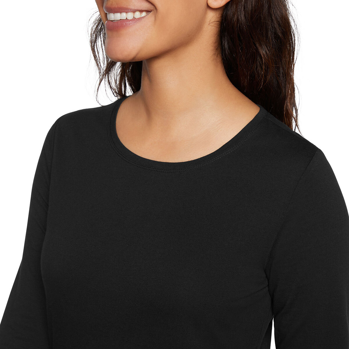 Three Dots Ladies Crew Top 2 Pack in Black