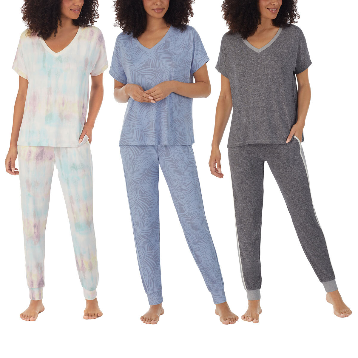 Midnight By Carole Hochman A Touch Of Silver Lace Inset Pajama Set