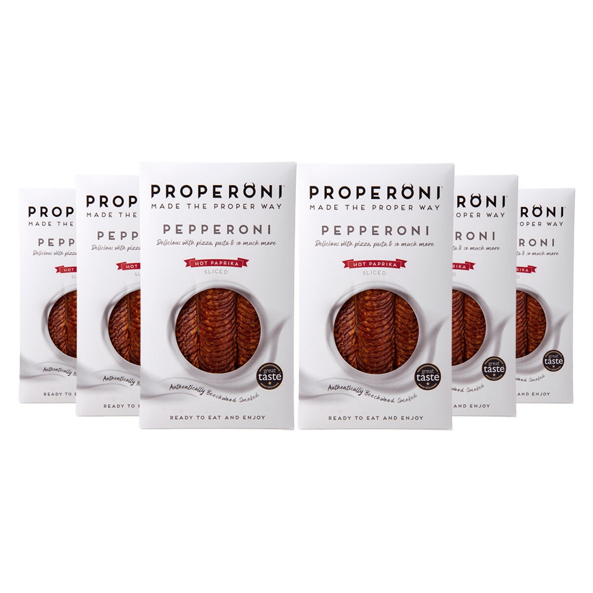 Properoni Hot Paprika Sliced Pepperoni, 6 x 80g