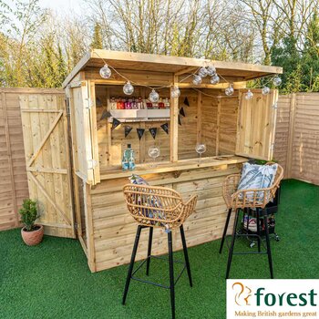 Forest Garden 6ft x 3ft (1.8 x 0.9m) Wooden Garden Bar Entertainment Shed