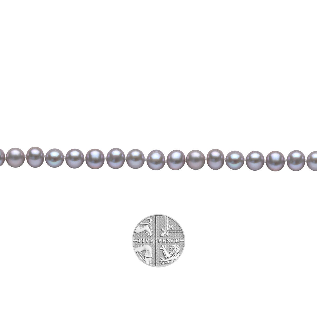 6-7mm Cultured Freshwater Grey Pearl Necklace, 18ct White Gold