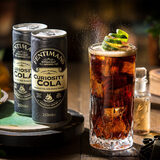 Image of 2 cans of fentimans cola in a dark setting