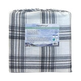 Portuguese Flannel Cotton 3 Piece Single Duvet Set, Grey Plaid